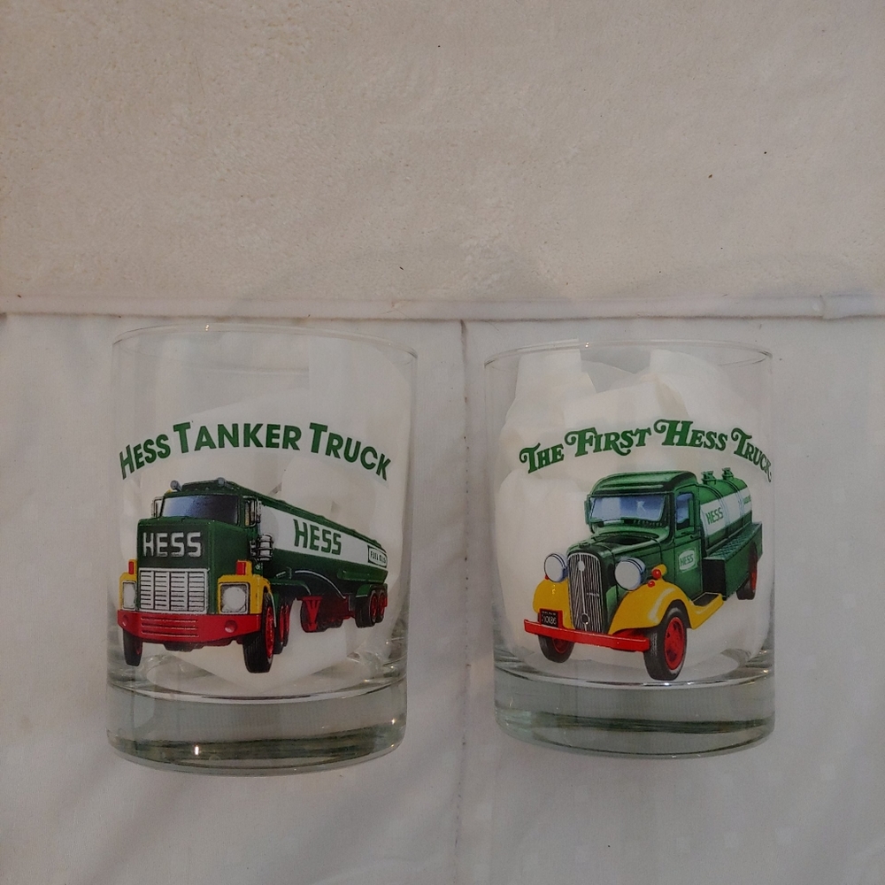 Lot of two Hess 1996 classic truck series glasses